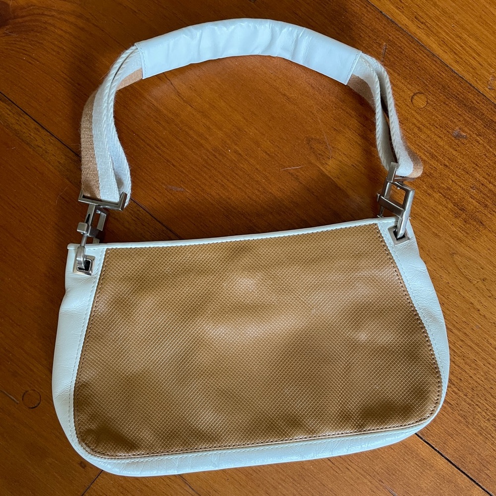 Bottega Veneta Handbag. Tan and White Leather. Very good used condition.